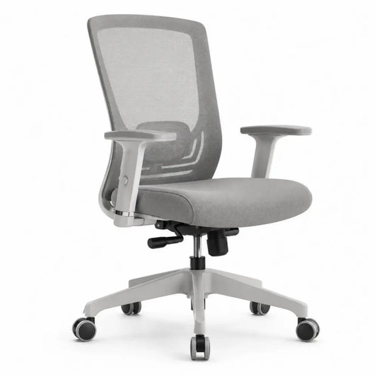 Bürostuhl Drehstuhl mit Netzrücken höhenverstellbar 65 x 65 x 98-110 cm Polyester Polypropylen Stahl grau hellgrau