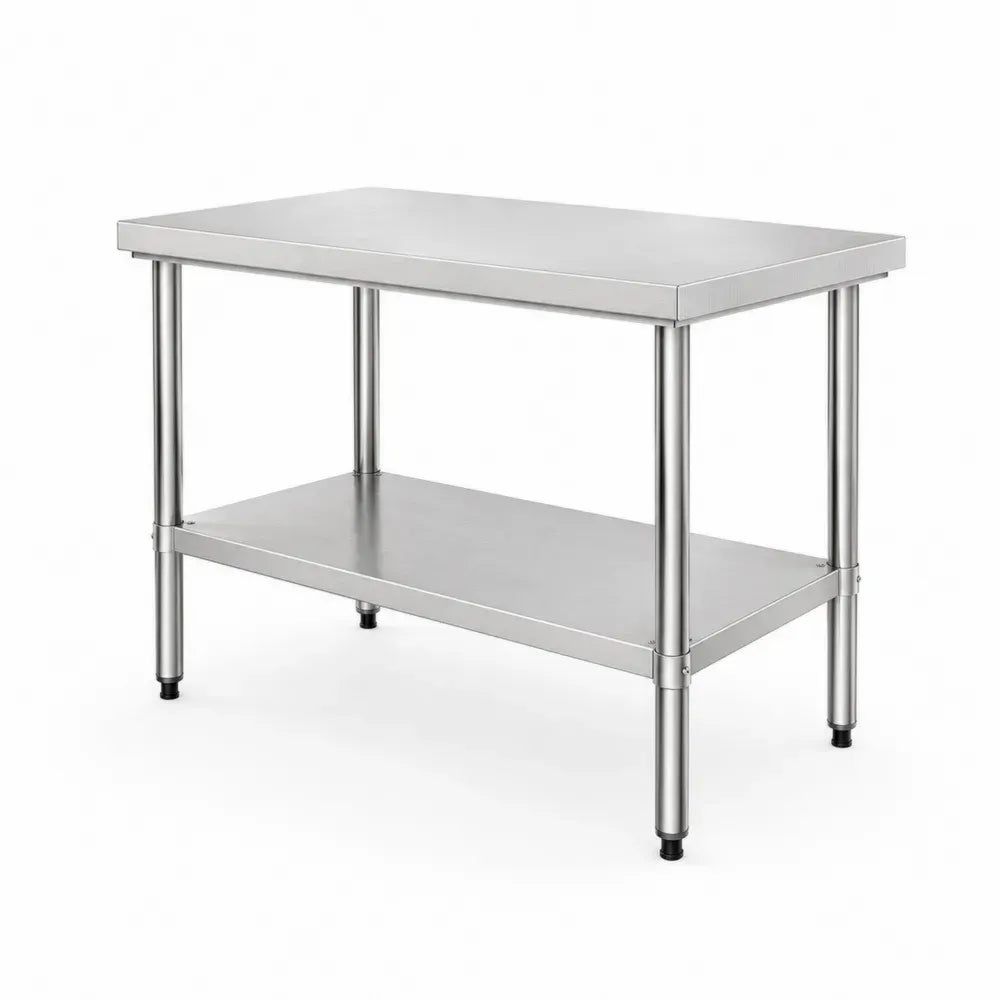 Arbeitstisch Mehrzwecktisch mit Zwischenablage rechteckig 120 x 60 x 85 cm Edelstahl silber schwarz