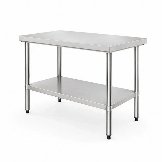Arbeitstisch Mehrzwecktisch mit Zwischenablage rechteckig 120 x 60 x 85 cm Edelstahl silber schwarz