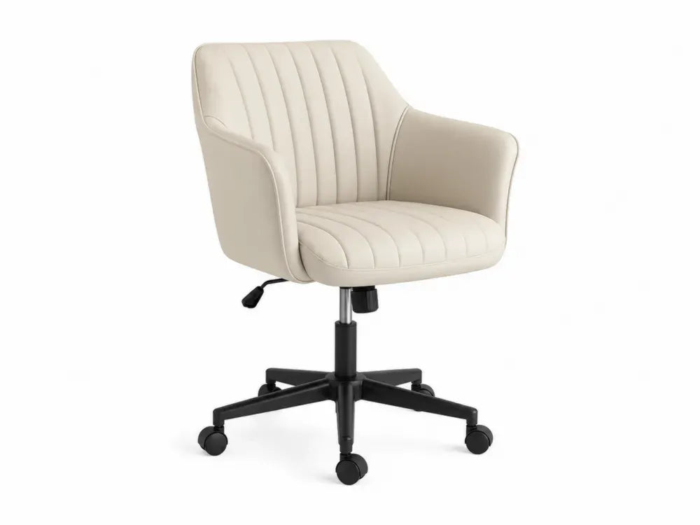 Bürostuhl Drehstuhl mit Schalensitz und Armlehnen PU-Leder Polyamid Stahl creme schwarz 62 x 60 x 82-94 cm