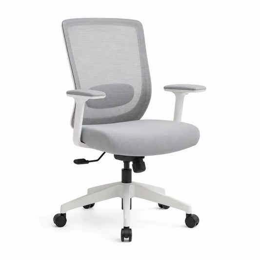 Bürostuhl Drehstuhl mit Netzrücken und Armlehnen höhenverstellbar 62 x 60 x 94-106 cm Polyester PP Polyamid Stahl grau weiß schwarz