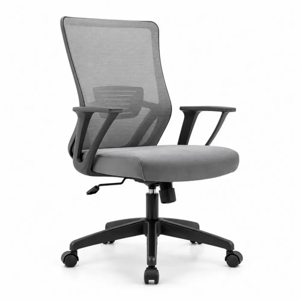 Bürostuhl Drehstuhl mit hohem Netzrücken höhenverstellbar 64 x 64 x 94-104 cm Polyester PP Stahl Grau Schwarz